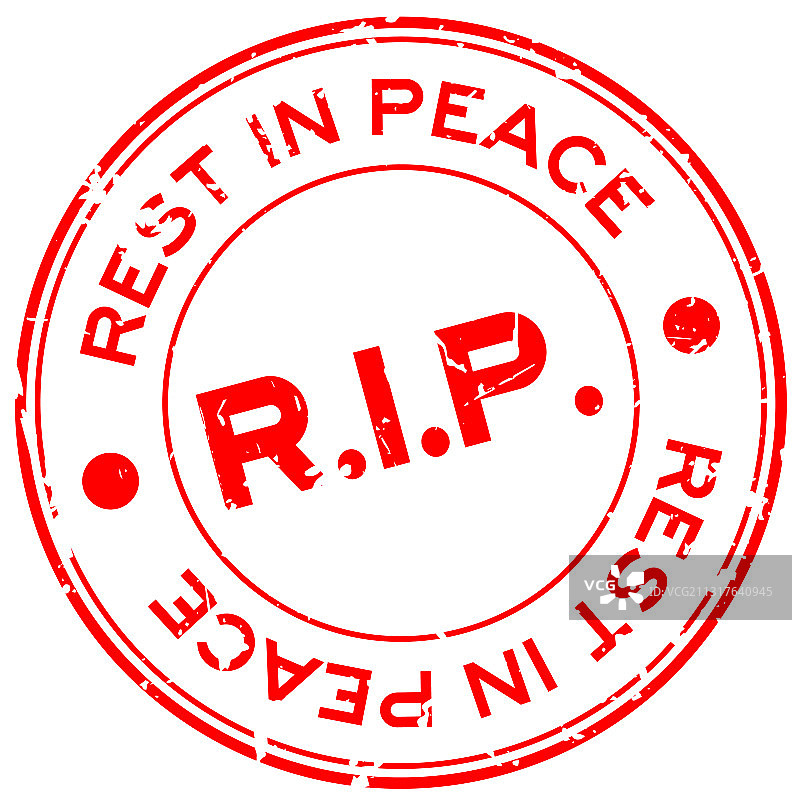 红色复古风格“RIP”圆形橡胶印章图片素材