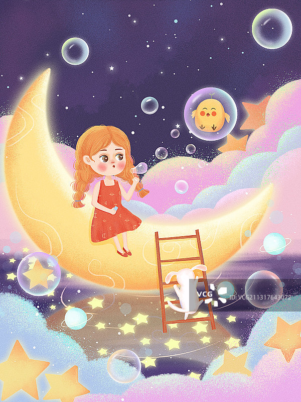星空旅行之吹泡泡图片素材