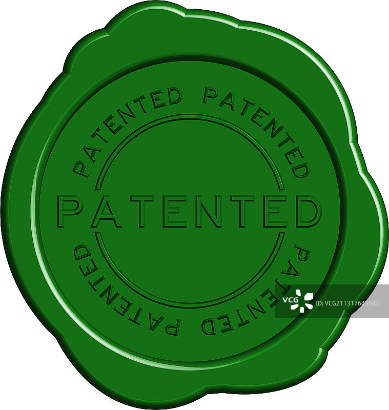 白色背景上的绿色“已获得专利”字样橡胶印章图片素材