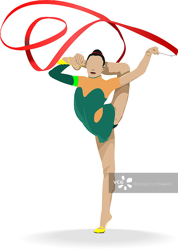 带彩带的艺术体操女孩3D图片素材