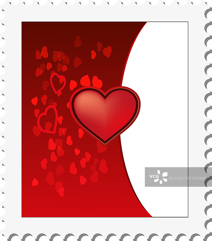 红色心形邮票图片素材