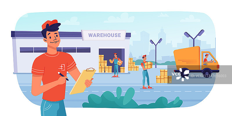 物流仓库包裹配送图片素材