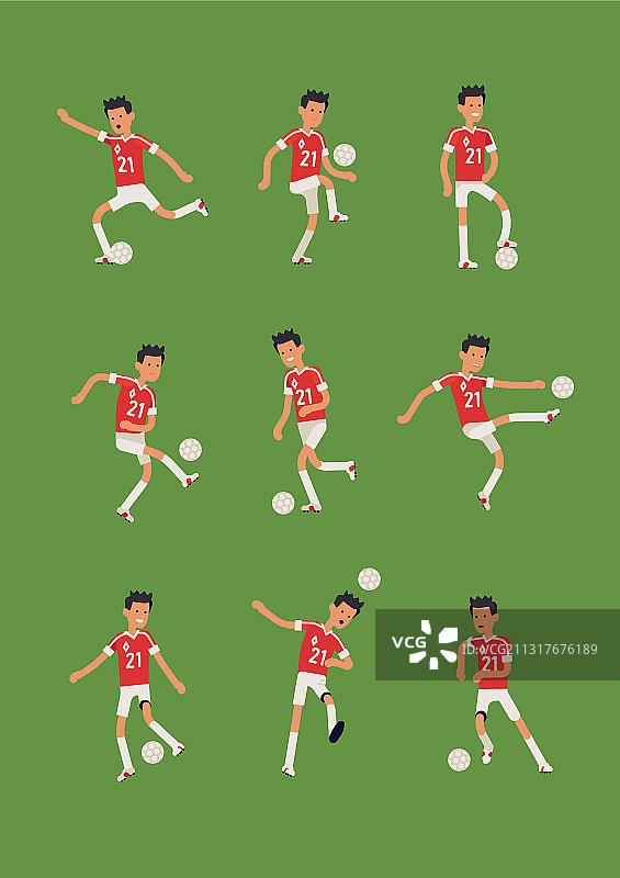 不同姿势的足球运动员套装图片素材