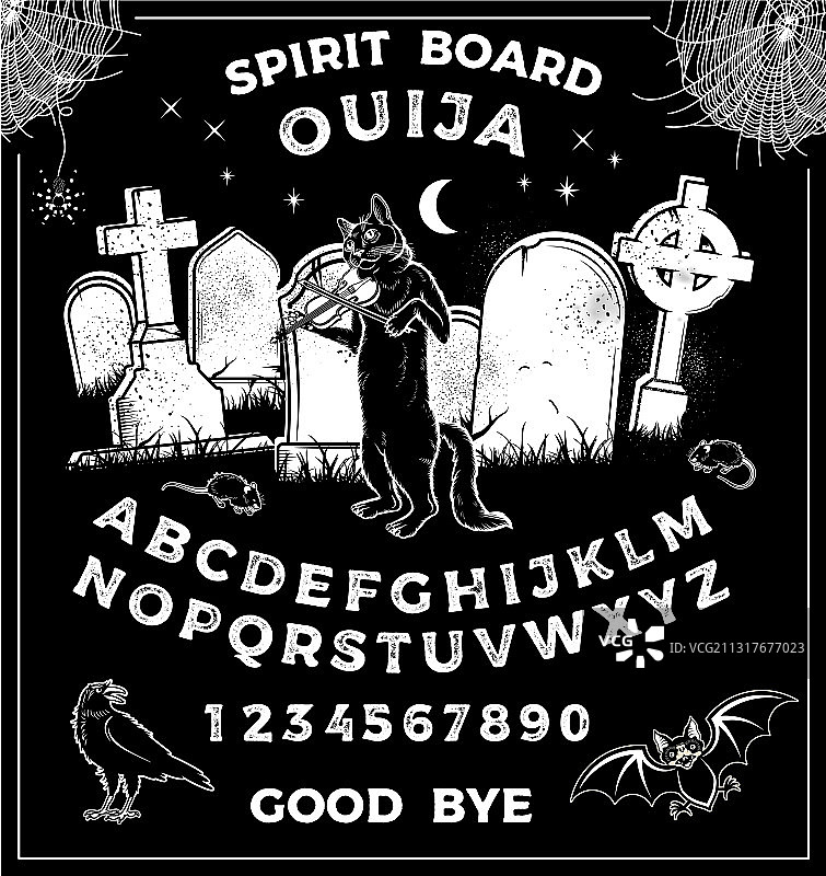 万圣节猫咪复古占卜板图片素材