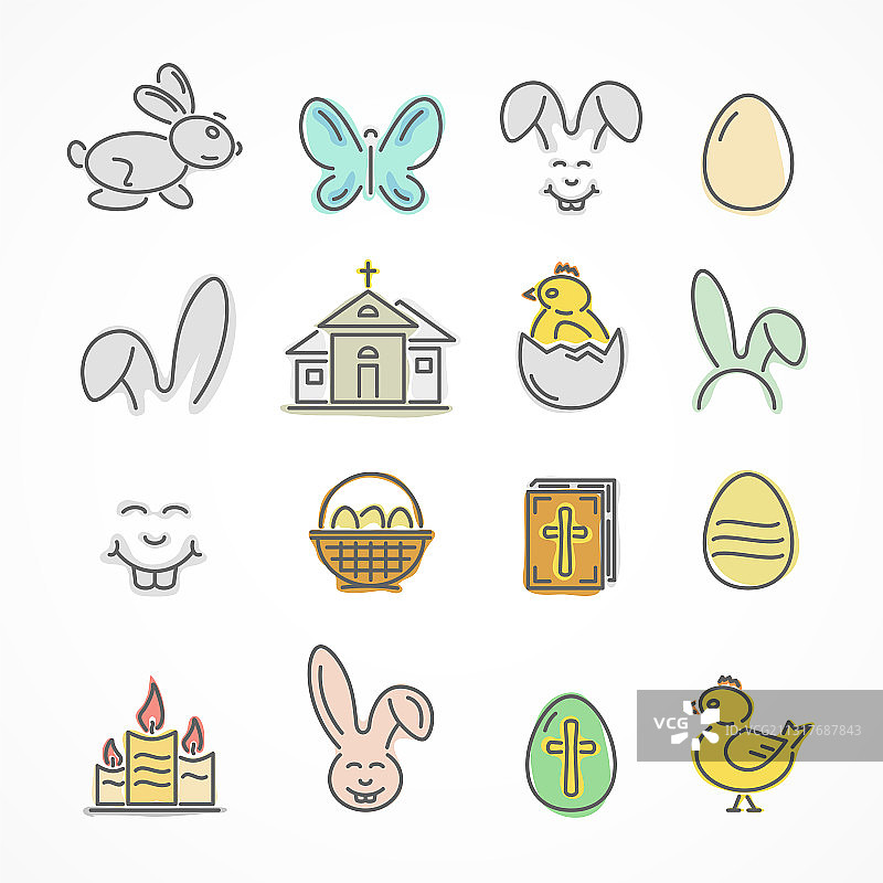 彩色复活节图标图片素材