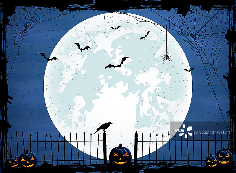 万圣节蓝色月亮背景图片素材
