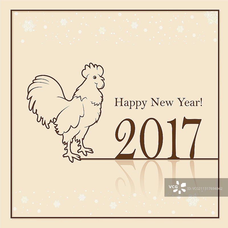 米色新年背景上的公鸡图片素材