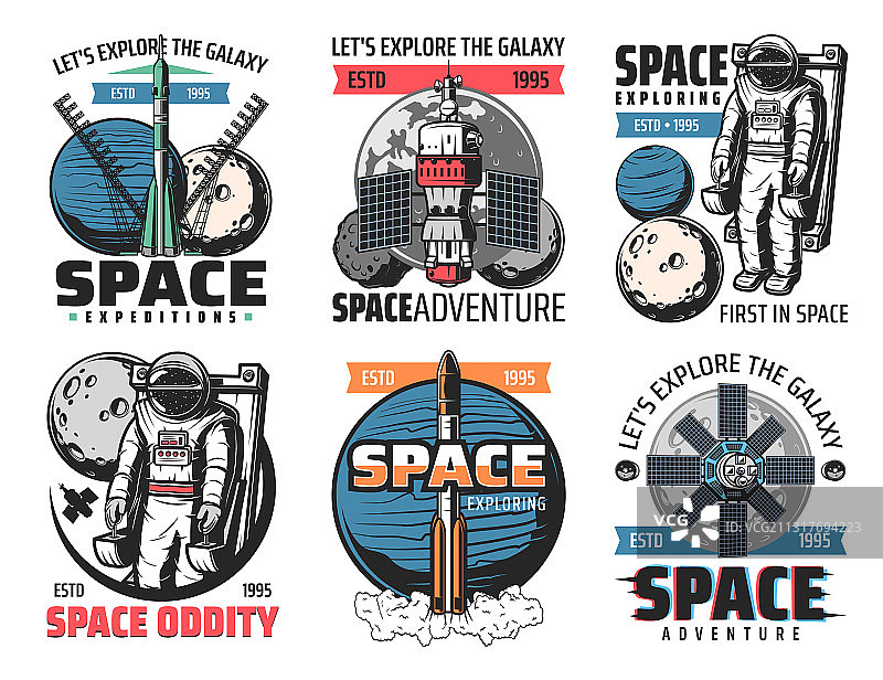 太空探险宇航员任务图标图片素材