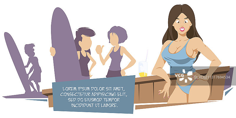 冲浪者中的泳装女孩图片素材