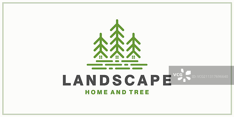 树和房屋logo设计灵感图片素材