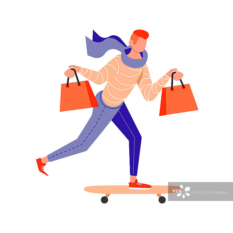 快乐滑板手提购物袋图片素材