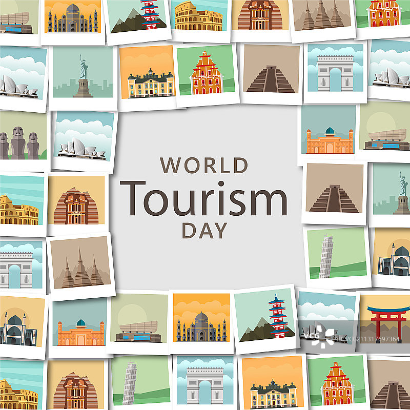 手绘世界旅游日概念图片素材