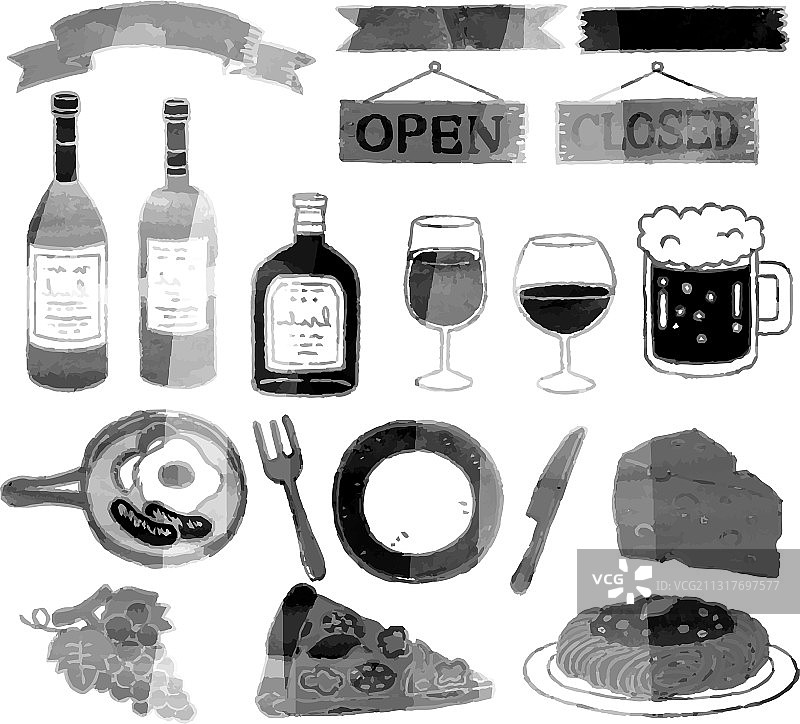 单色酒馆物料素材图片素材