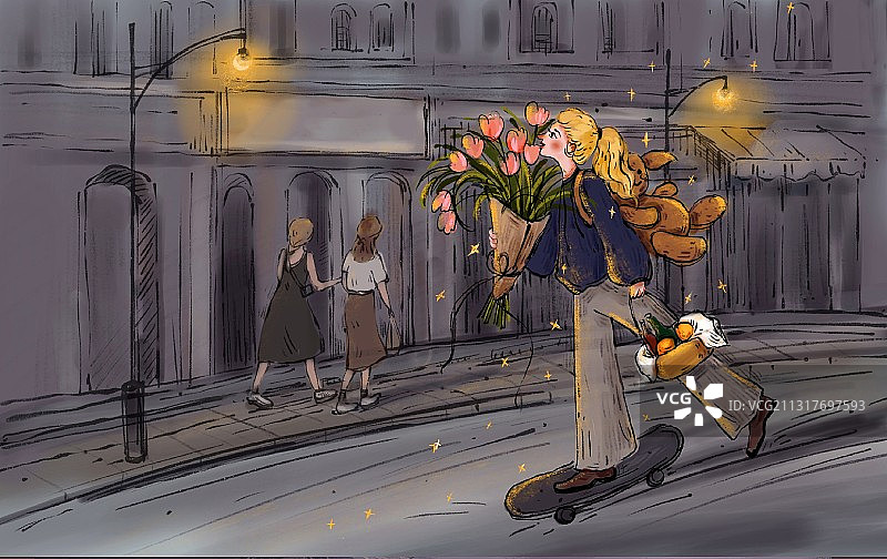 披星戴月飞奔向你图片素材