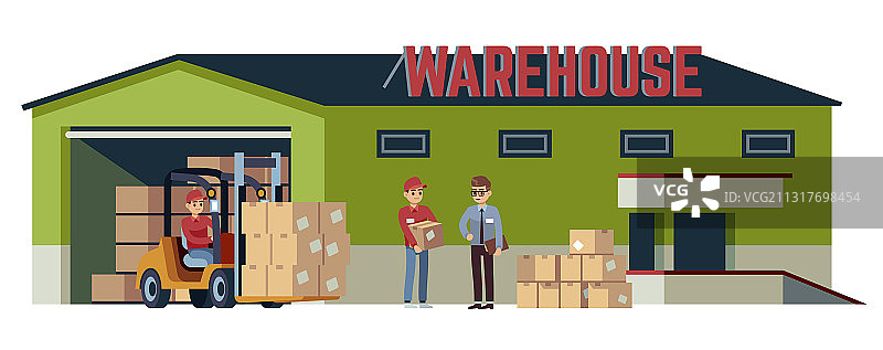 扁平化仓库建筑物流运输图片素材