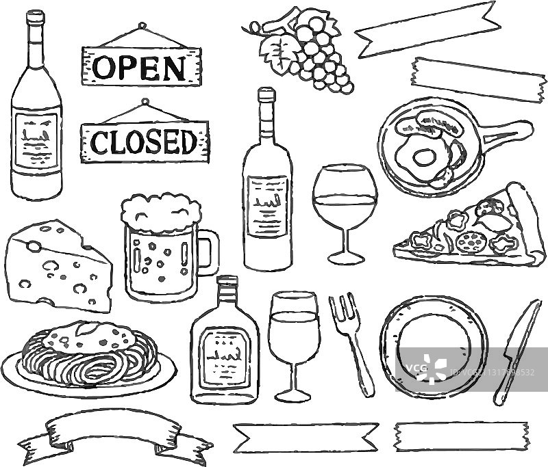 酒吧手绘单色素材图片素材