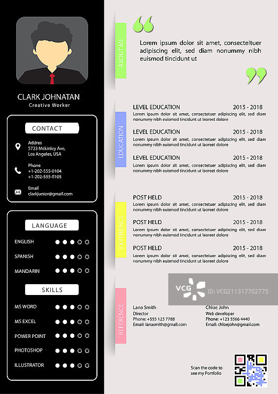 带二维码的精美简历图片素材