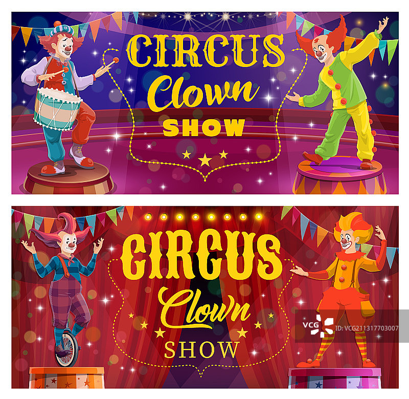 马戏团小丑娱乐表演banner图片素材