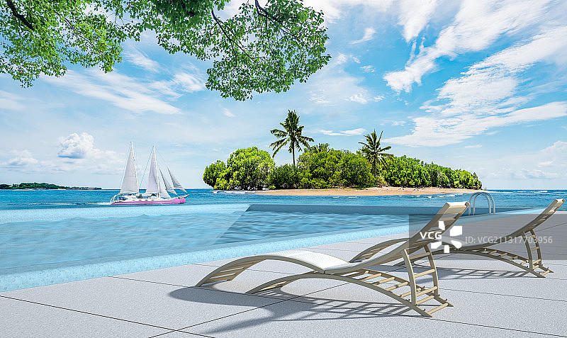 海洋海岛与游泳池图片素材