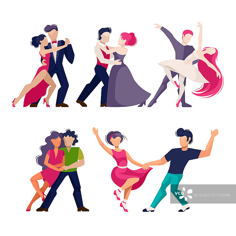 卡通彩色人物跳舞概念图片素材