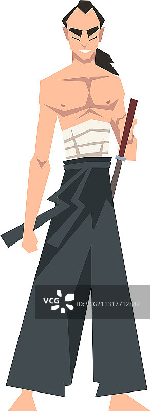 穿着袴的武士角色图片素材