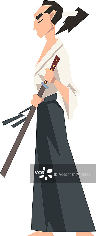 穿着袴的武士角色图片素材