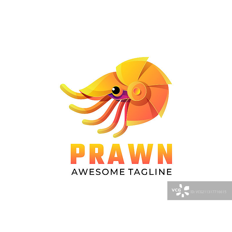 对虾Logo渐变彩色风格图片素材