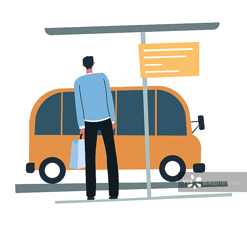 等公交的男子图片素材