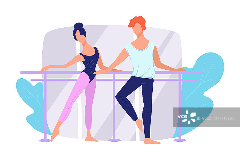 在工作室练习动作的芭蕾舞演员图片素材