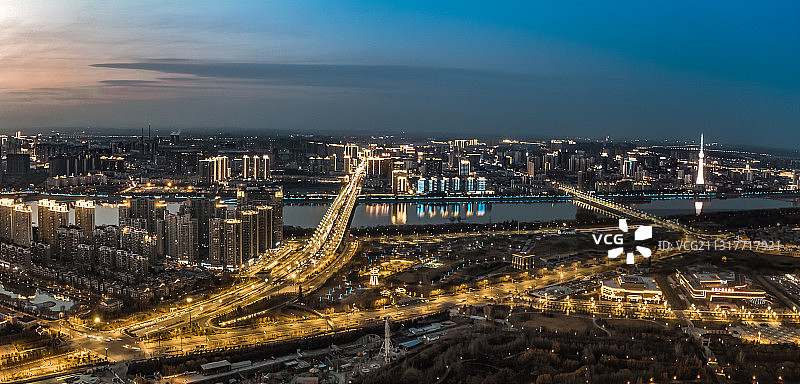 洛阳王城大道与牡丹大桥俯瞰图片素材