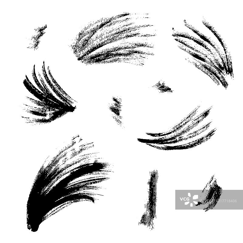 纹理黑色墨水笔刷笔触素材图片素材