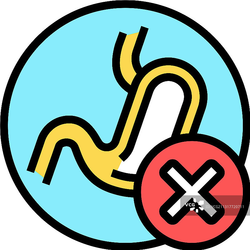 食物消化不良引起的胃部问题彩色图标图片素材