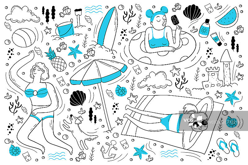 沙滩涂鸦套装图片素材