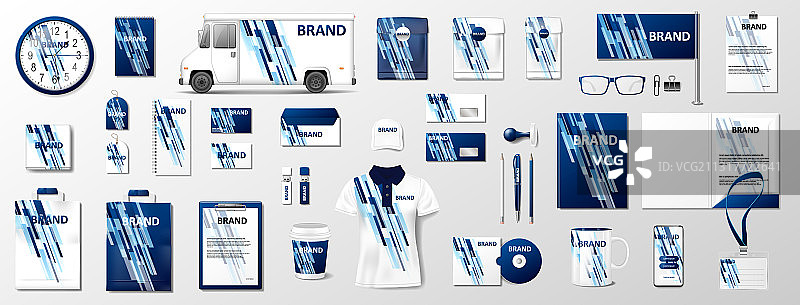 企业形象模板样机蓝色品牌图片素材