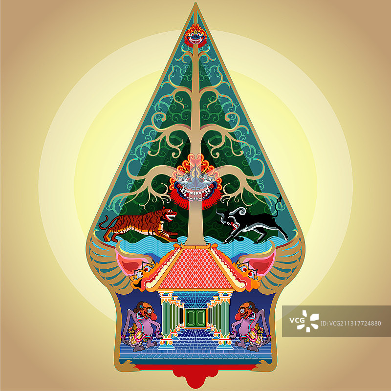 哇扬皮影戏或树木生命图片素材