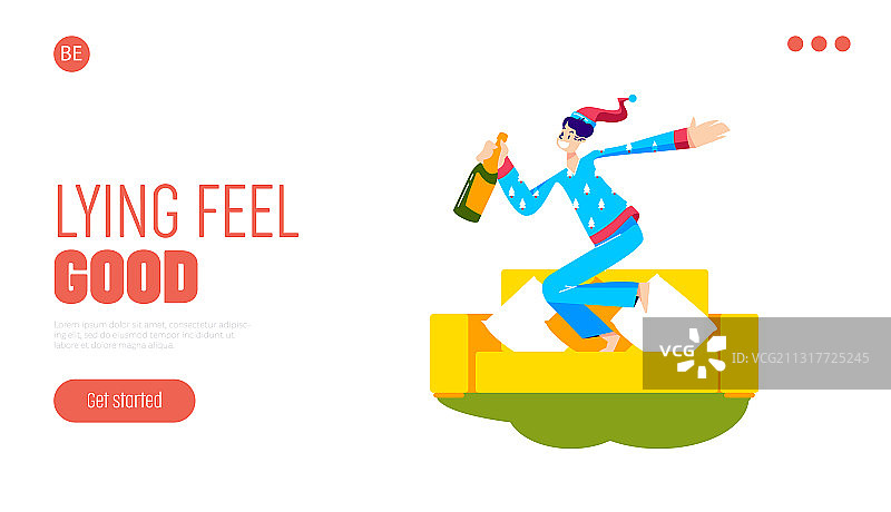 卡通女孩睡衣派对登陆页图片素材