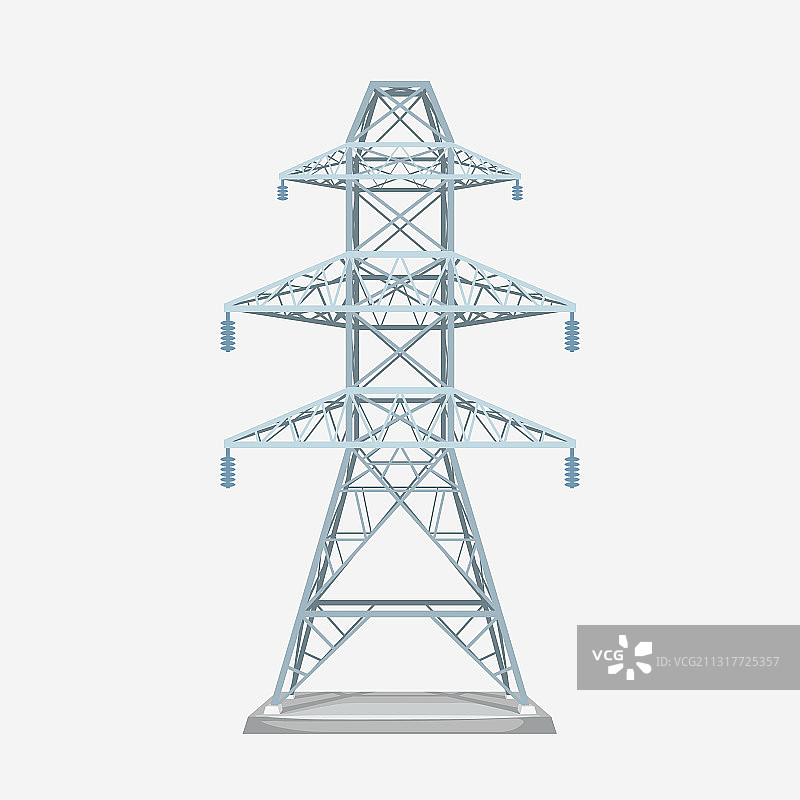 白色背景下的现代灰色电力塔图片素材