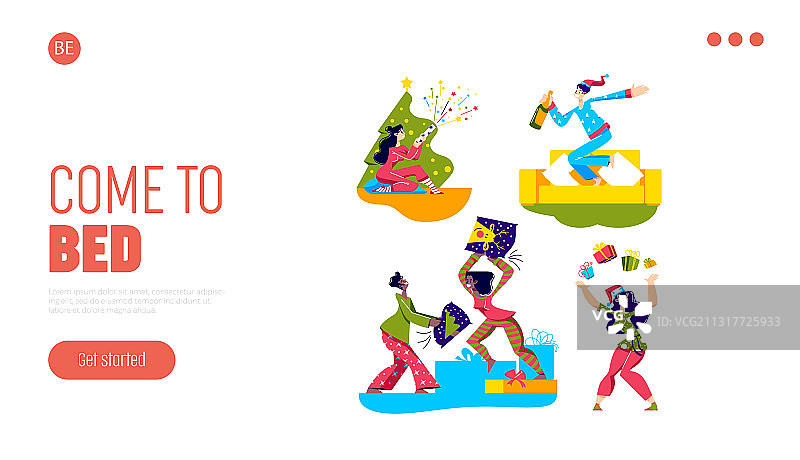 睡衣派对着陆页模板图片素材