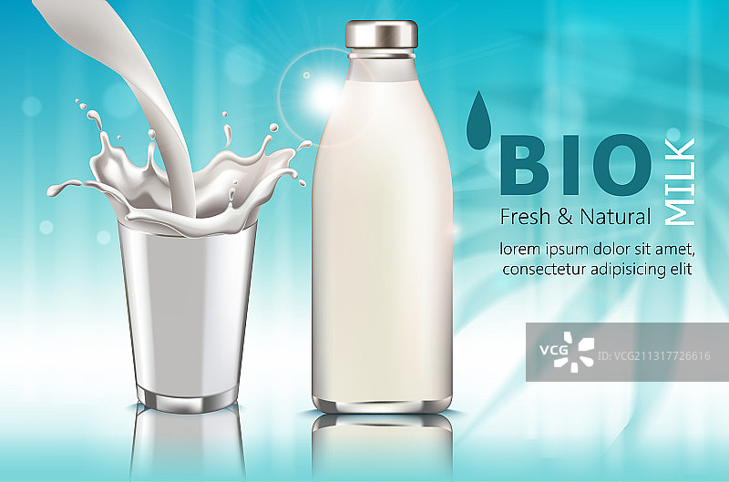 牛奶瓶与牛奶杯组合图片素材