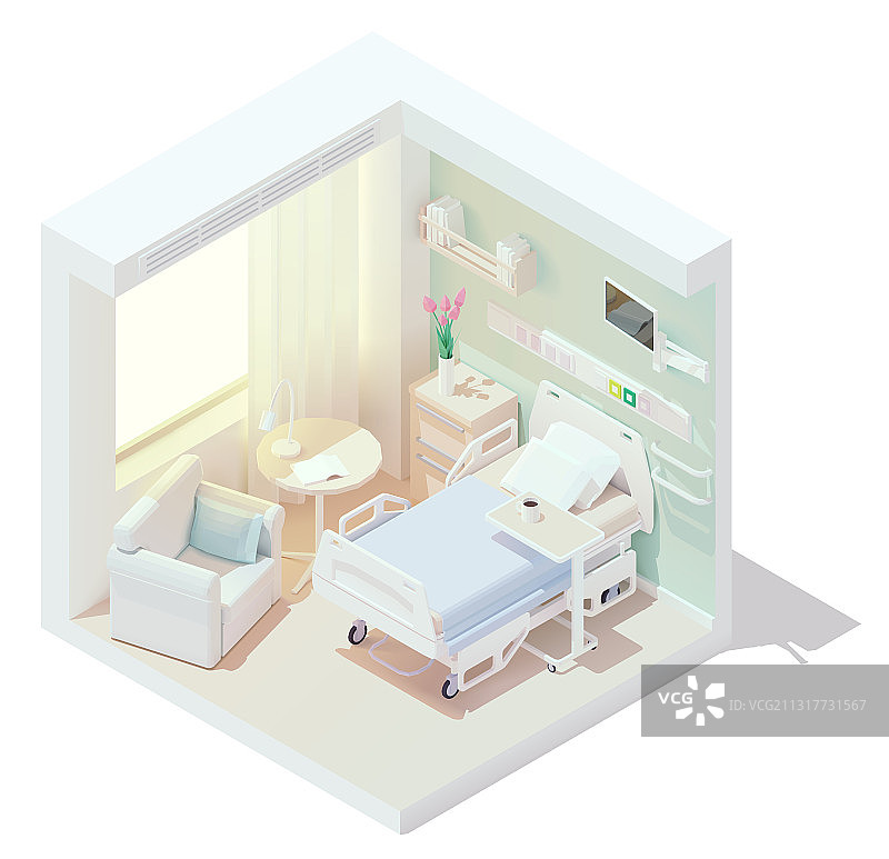 2.5D舒适的医院病房图片素材