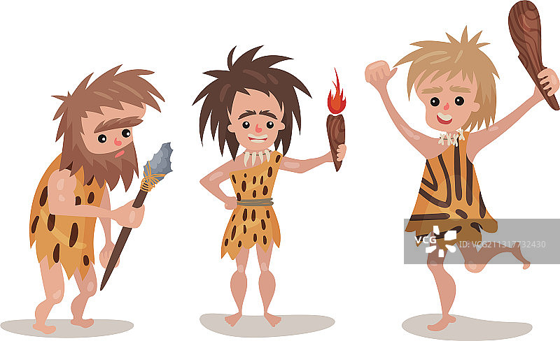 石器时代的人物穿着动物服装图片素材