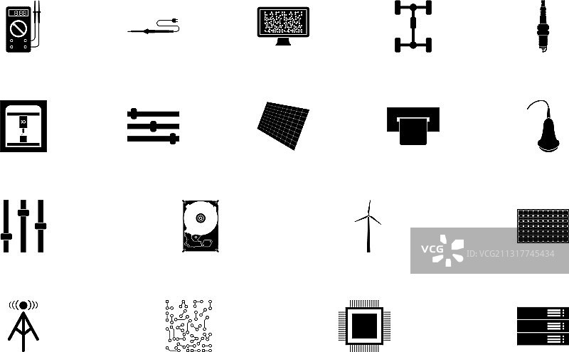 工业电子产品黑色套装实体图片素材