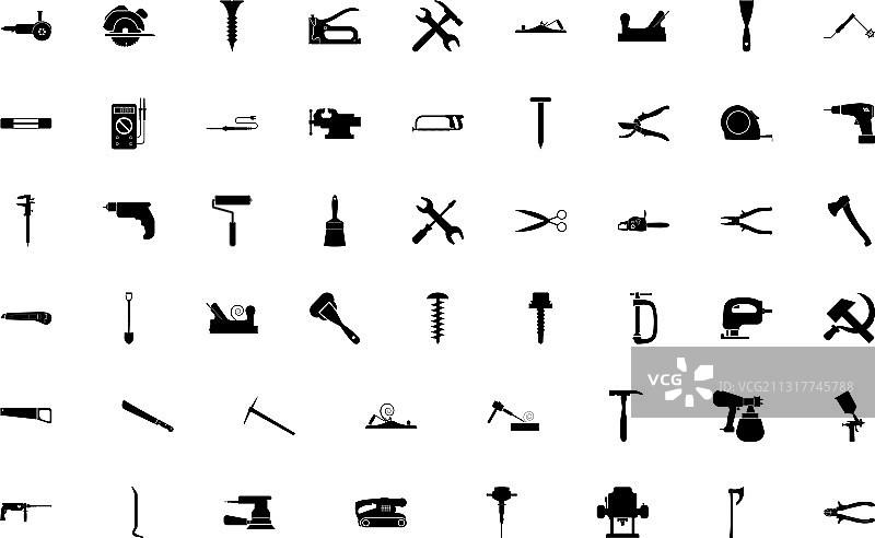 黑色手工具套装实体风格图像图片素材