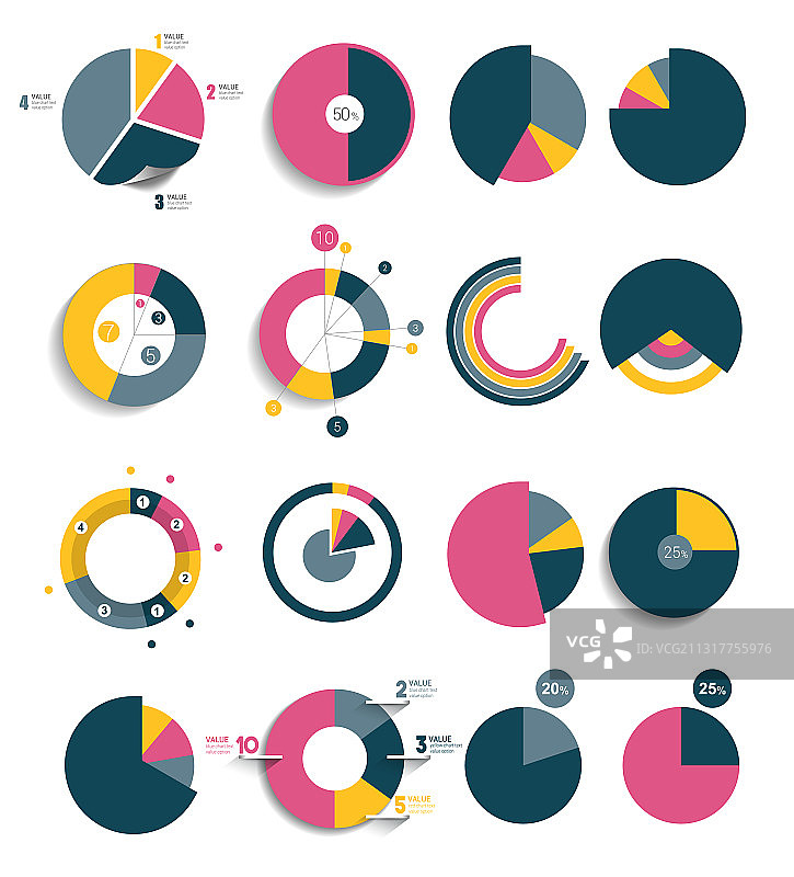 圆形图表彩色简易图大型合集图片素材