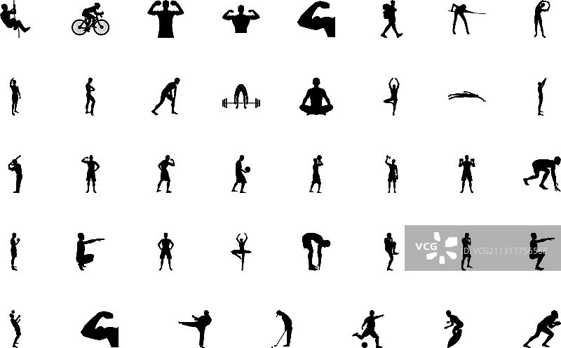 黑色运动人物剪影图片素材