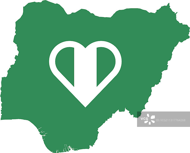 尼日利亚地图爱心旗帜图片素材