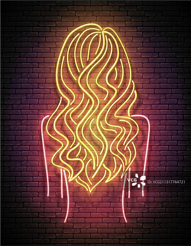 金色波浪金发美女剪影图片素材