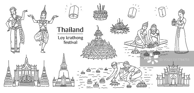 水灯节：泰国传统节日灯光图片素材