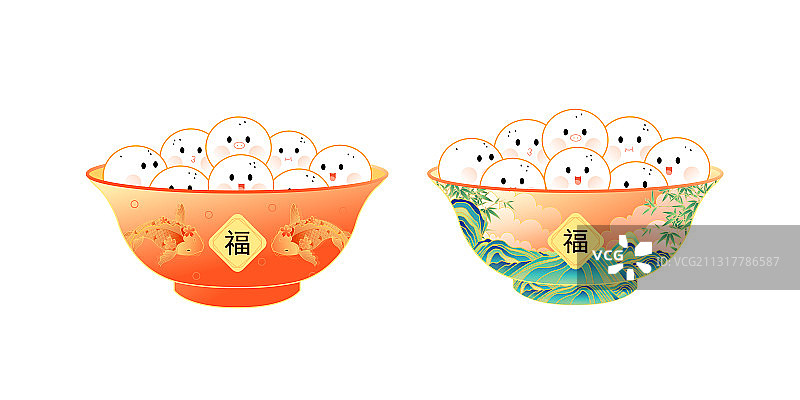 可爱的小汤圆矢量插画图片素材