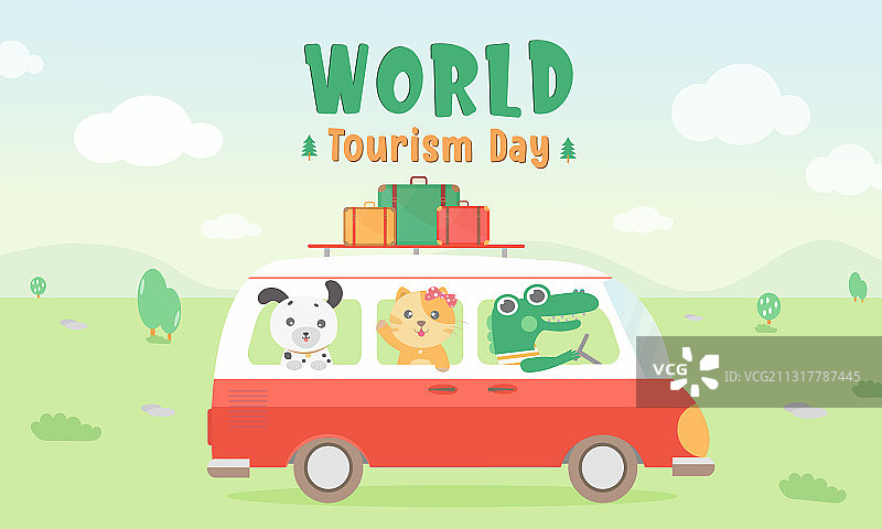 世界旅游日动物森林驾驶图片素材